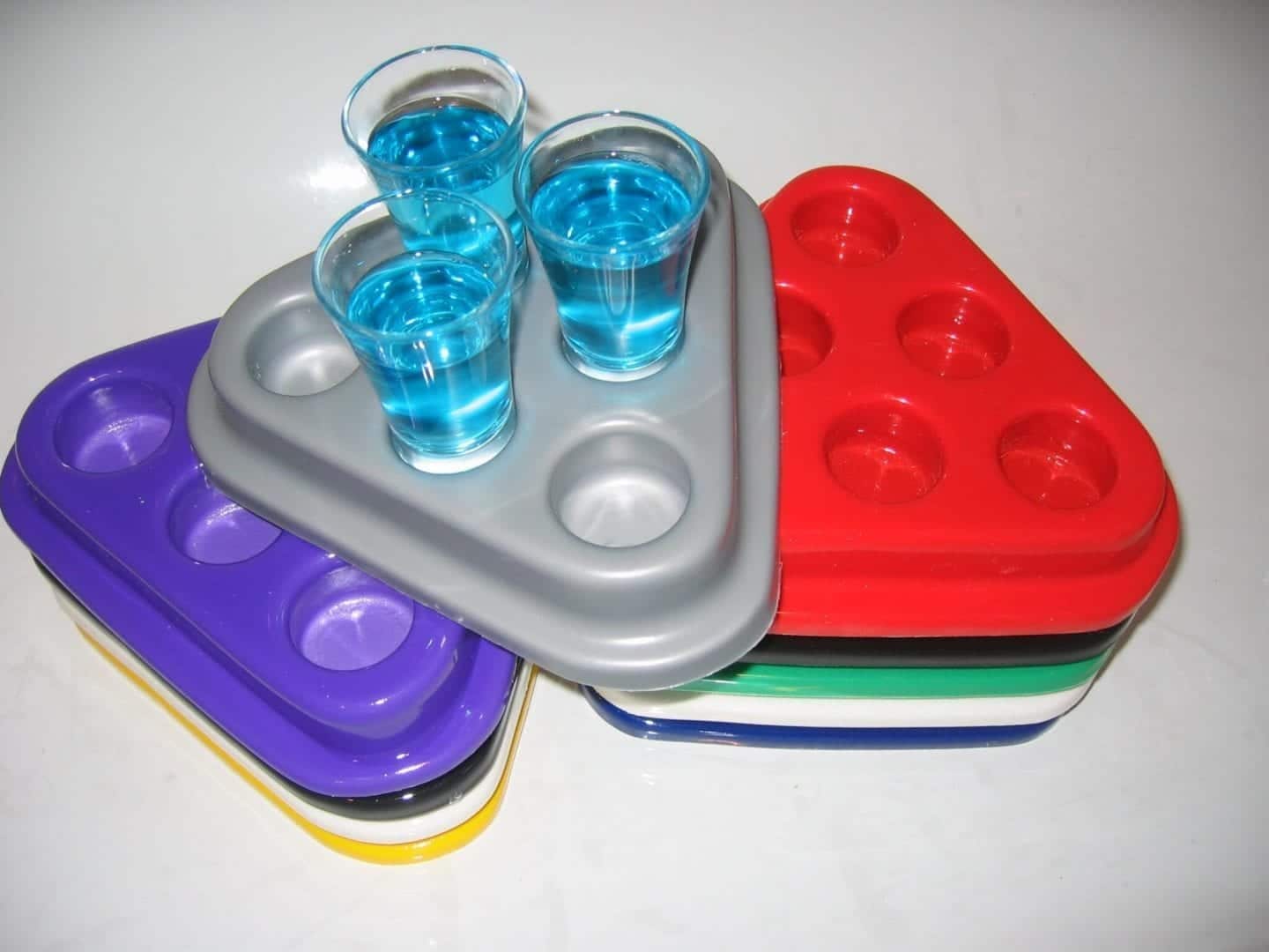 6 Shot Glasses tray for pubs & bars RED Shot Glass Serving Tray 