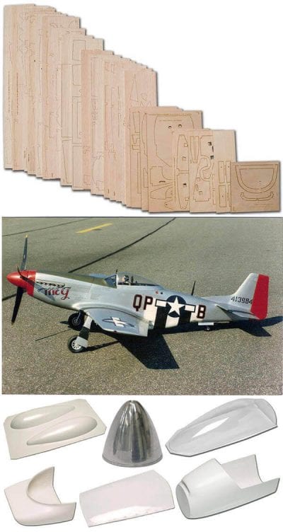 N.A. P-51D Mustang (69") - Plan, Wood Pack And Parts Set